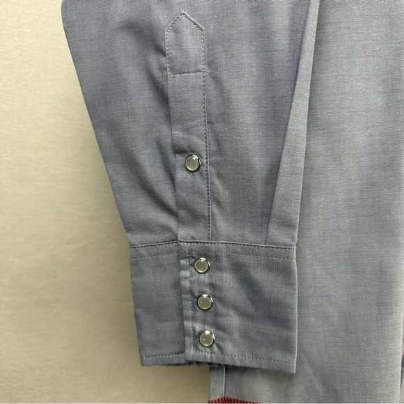 wrangler Western Cowboy Cut Long-sleeve Pearl Snap Button-down Casual Shirt - Picture 6 of 8